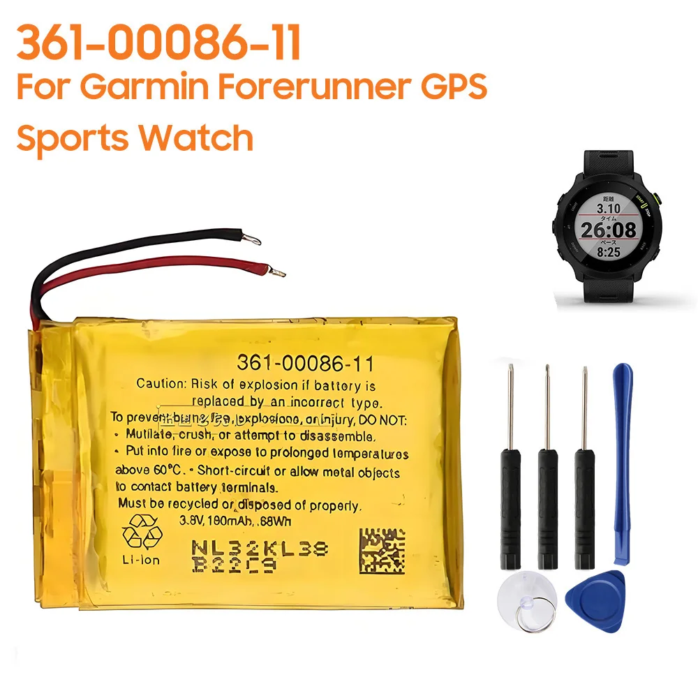 New Replacement Battery 361-00086-11 For Garmin Forerunner GPS Sports Watch 180mAh
