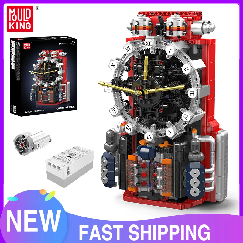 

Mould King 10187 Technical Clock Toys The Motorized Engine Clock Building Block Assembly Clock Model Brick Kids Christmas Gift