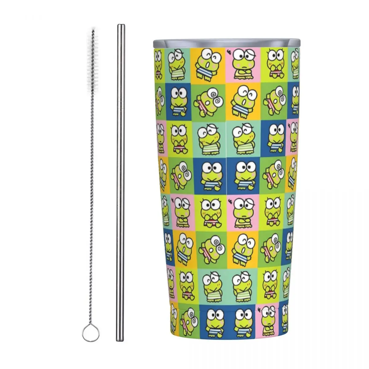 Stainless Steel Tumbler Keroppi Big-Eyed Frog Mugs Cup With Straws Camping Hot Drinks Water Bottle Keep Heat Large Coffee Mug