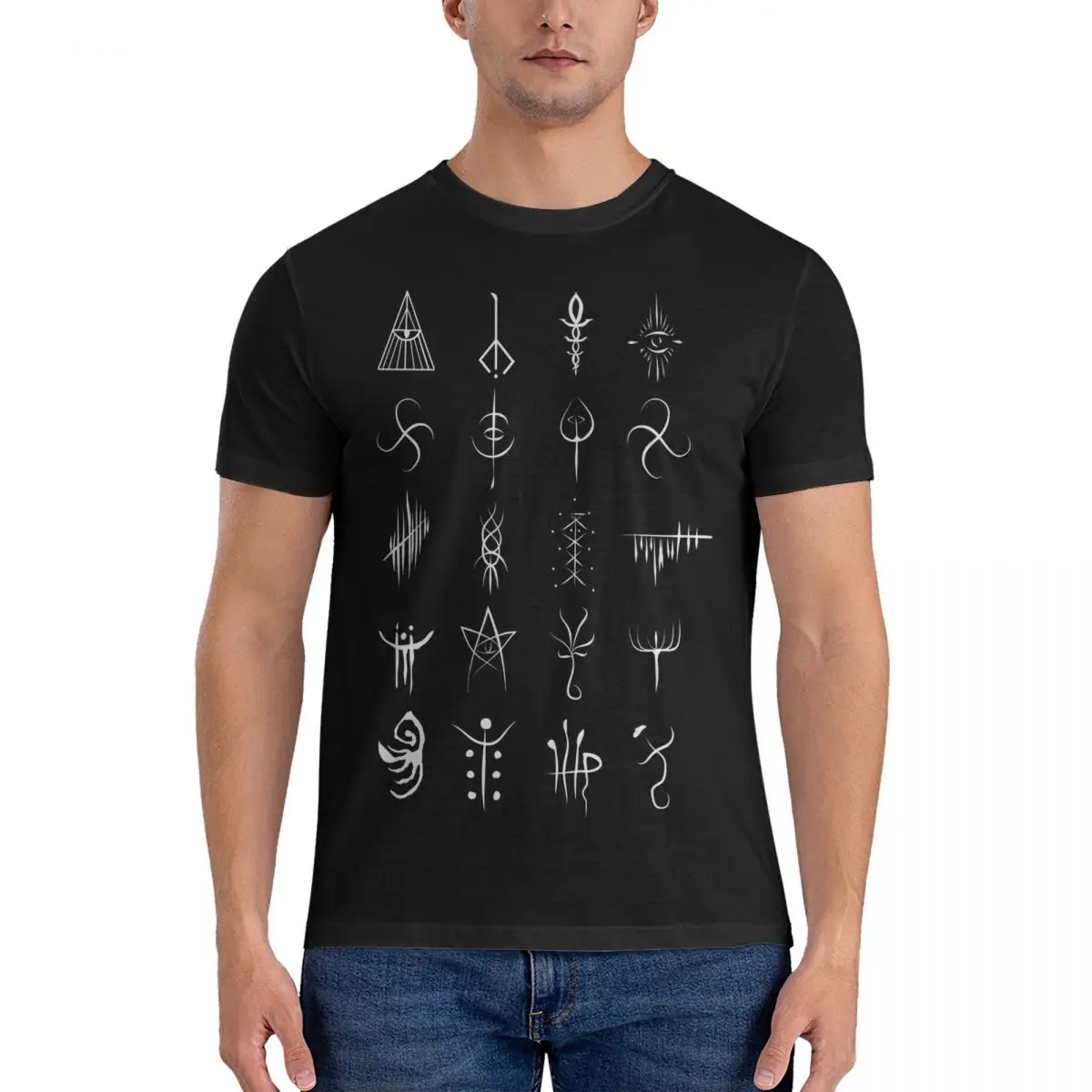 Caryll Runes T Shirts for Men 100% Cotton Novelty T-Shirts O Neck Bloodborne Tees Short Sleeve Clothes 4XL 5XL 6XL