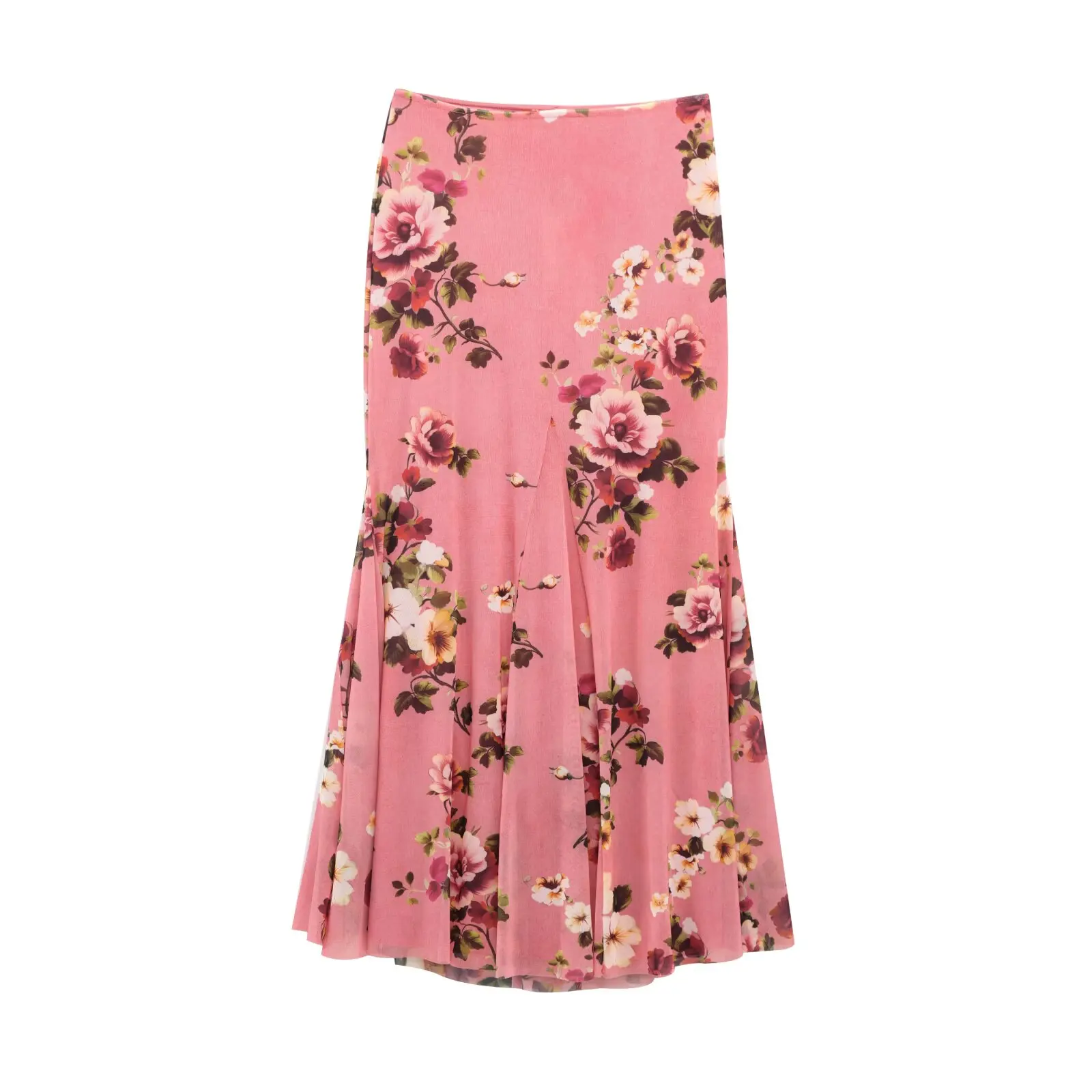 

JNLEAOG New Women's Floral Print Silk Net ter Top And Long Skirt Set Slimming Polyester Fiber V-ne Svel Casual Wear