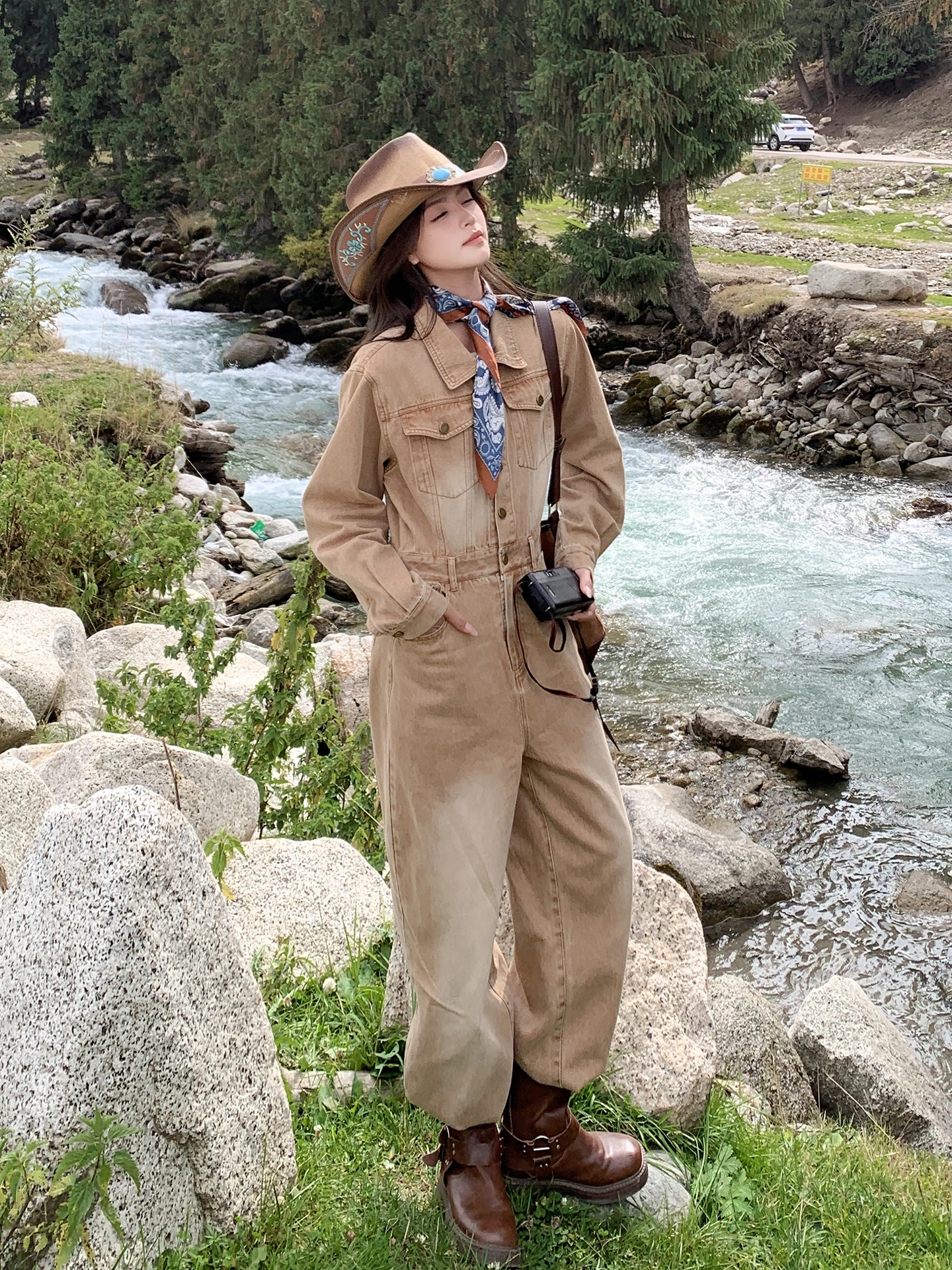 

American Retro Workwear Sle Overalls Women's Straight Leg Slimming Long Pants Spring 2026 New ular Match All