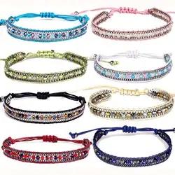 Bohemian Miyuki Glass Seed Beads Bracelet Women 2024 New Fashion Boho Waxed Cord Handmade Adjustable Summer Trendy Jewelry Gift