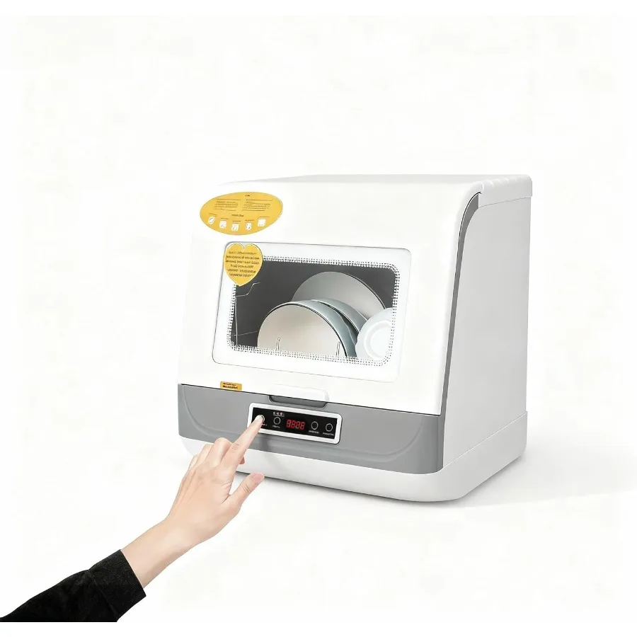 Portable Countertop Dishwasher with 1.5-meter Inlet Pipe 4 Wash Programs 360 All-Round Washing Mini Dishwasher for Small Kitche