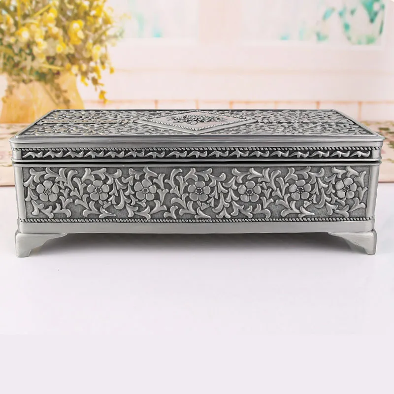 Korean Princess Jewelry Box Vintage Rectangular Trinket Case Jewelry Decorative Keepsake Gift Box for Women Girls