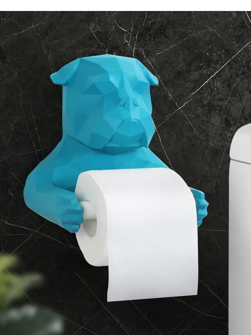 Imagem -03 - Suporte de Toalha de Papel de Resina Nórdica Geométrica de Parede Buldogue Cão Caixa de Tecido Banheiro Cozinha