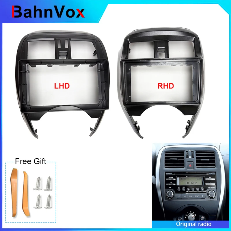 Marco de radio para coche Android de 9 pulgadas para Nissan Micra March Versa Note Livina Almera Latio Sunny Juke Versa 2014-2018 2din Stereo GPS.