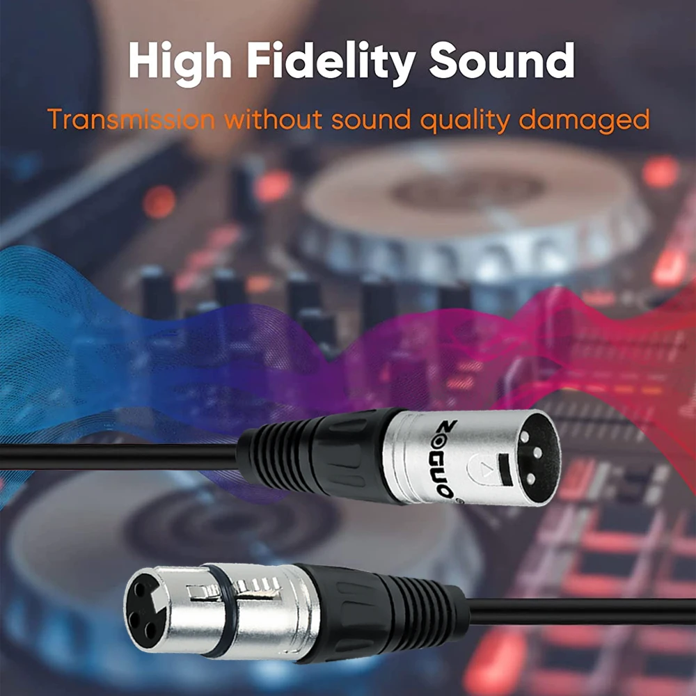 ZOGUO XLR Microphone Cable connector 3 pin Male to Female  Mixer Audio RCA HiFi cavo microfono Mic speaker Amplifier Cable Black