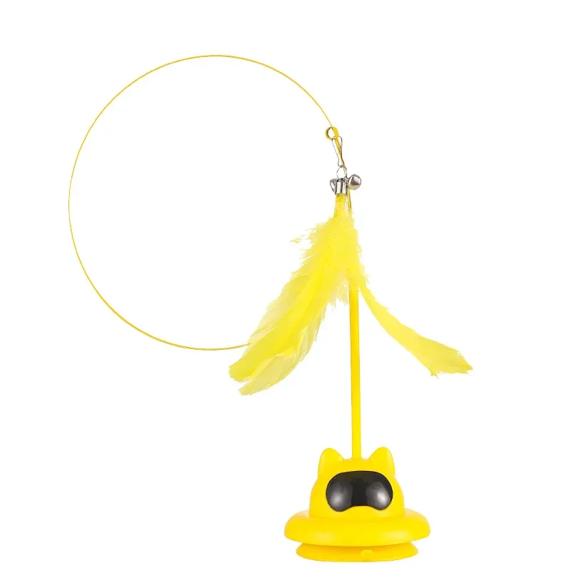 

Cat Toy Lazy Big Feather Teasing Stick Suction Cup Fixed Tumbler Long Rod Self Hi Teasing Cat Toy Cat interactive toys