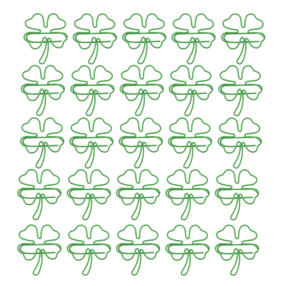 50 Buah Klip Kertas Penanda Logam Berbentuk Semanggi Empat Daun untuk Buku Kantor Sekolah Klip Penanda Portabel Multifungsi