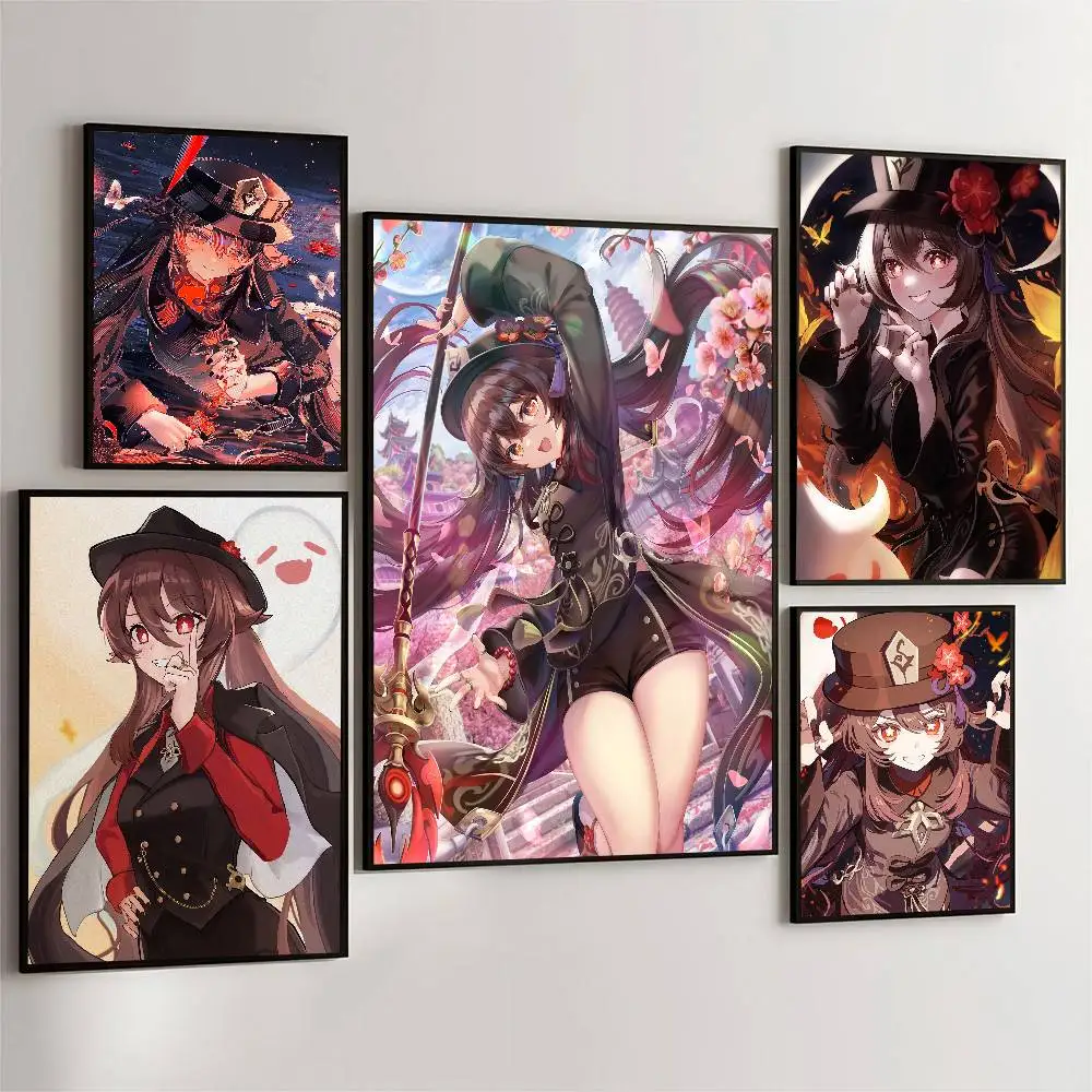 Hu Tao Genshin Impact Poster Wall Art For Study Living Room Decor Unique Home Decoration Picture
