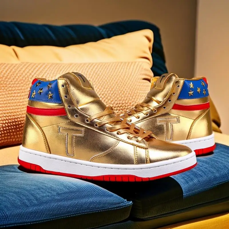 2024 New Trump Shoes Never Surrender Sneakers American Flag High Top Gold Sneakers Fitness Shoes Men Casual Boots Road Sneakers