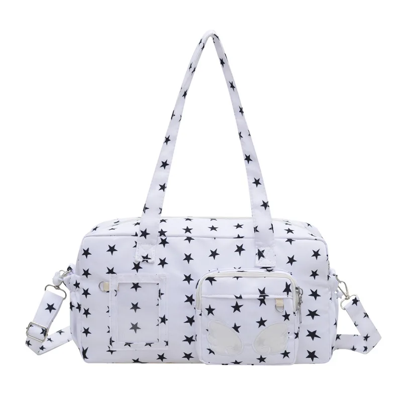 

Y2K Star Print Ita Bag with Clear Transparent Window Handbag Women Large Capacity Crossbody Bag Student Travel Shoulder Bag