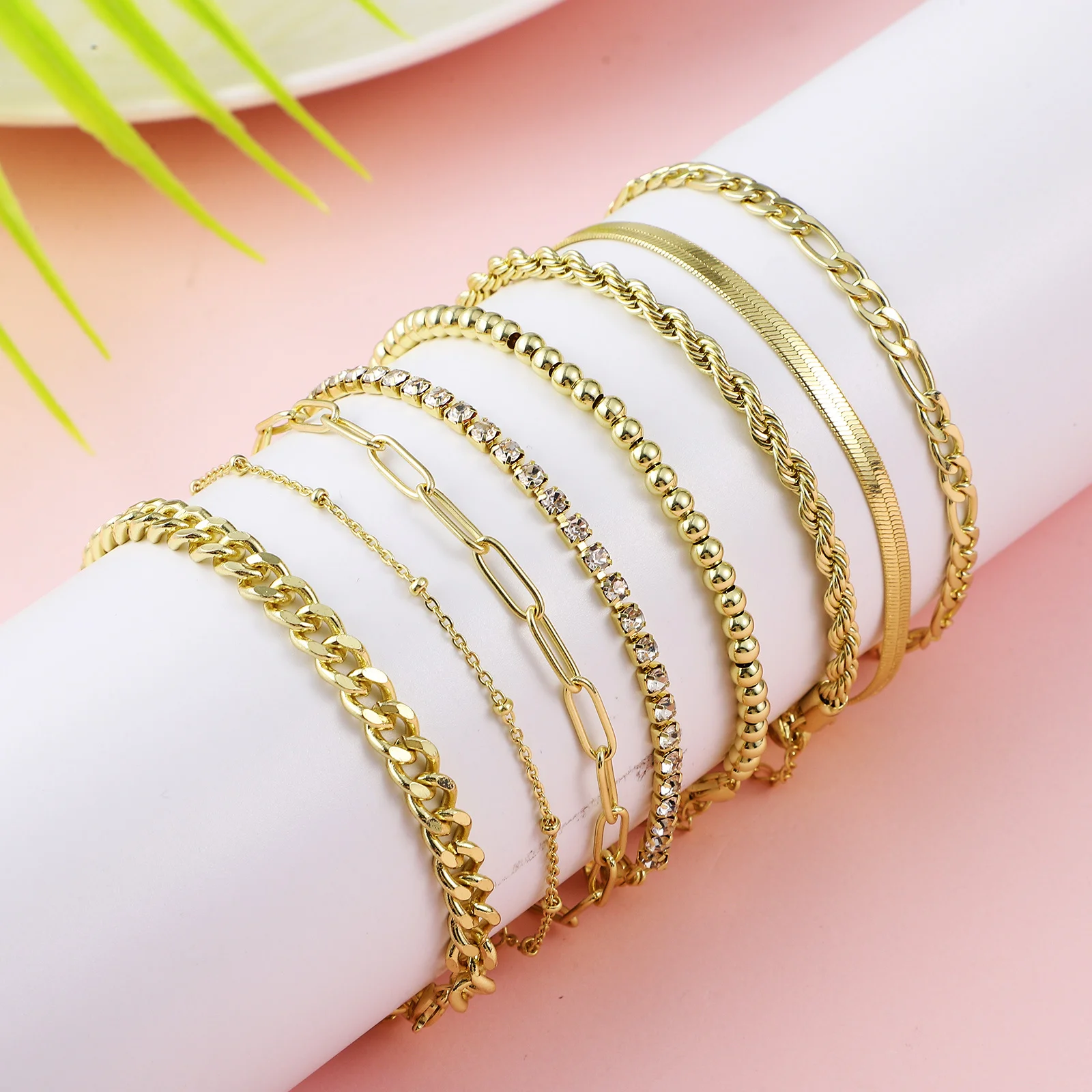 

8Pcs Elegant Bracelet Set for Women Multiple Style Adjustable Bangles Layered Look Jewelry Gift for Her Bracelets