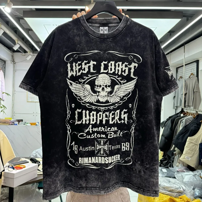 

Футболка унисекс 2026 West Coast Choppers с принтом «Расколотые черепа и крылья», винтажная, с эффектом потертости, с надписью «Ride Hard Sucker», с коротким рукавом, свободного кроя