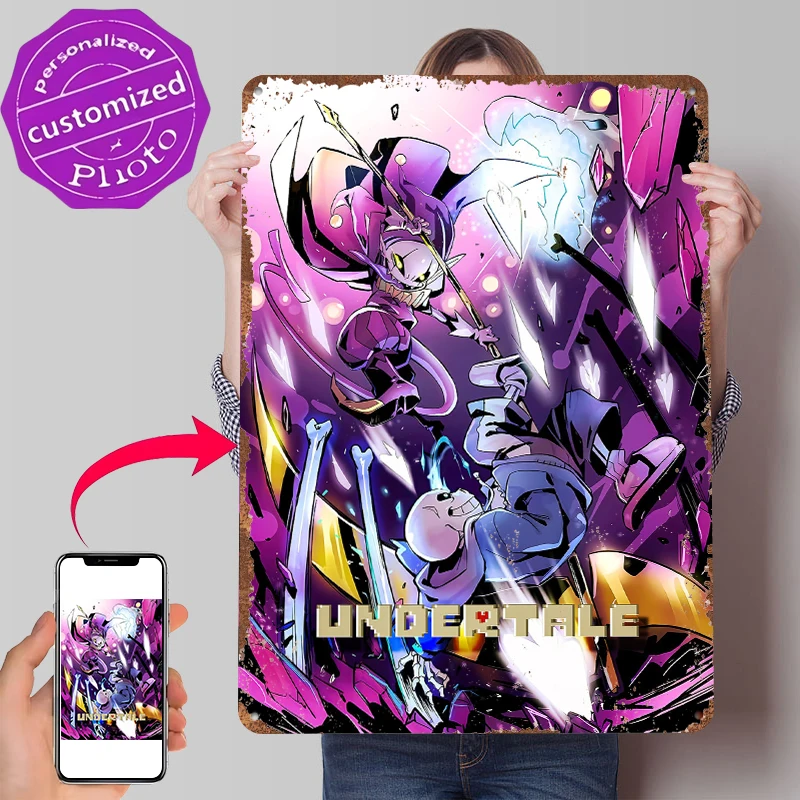 Undertale Metal Poster Customized Wall Art Retro Vintage Metal Signs for Man Cave Office Decor Room Garage Accessories Home Deco
