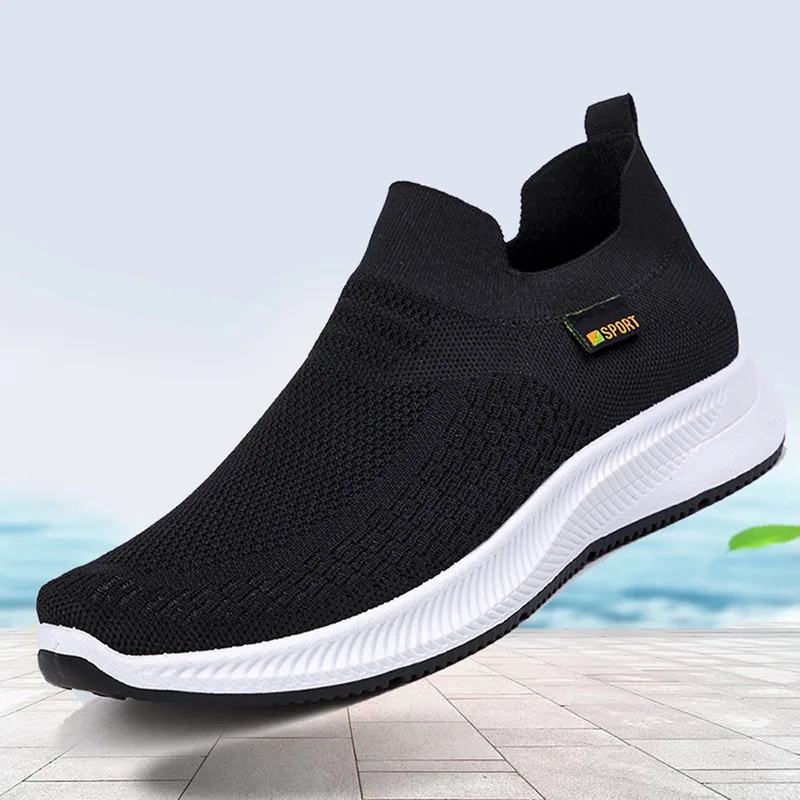 Mens Casual Sneaker Knit Mesh Breathable Walking Shoes Men Lightweight Sneakers Slip-onShoes Fashion Comfort