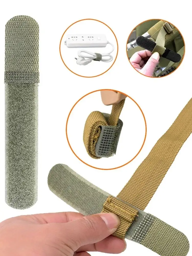 5 Stück Taktische Nylon-Gurte Kabelbinder Gurtband-Organizer mit Klettverschluss zum Fixieren und Bündeln von Kabeln, Wiederverwendbarer Rucksack-Verschluss – Detail 7