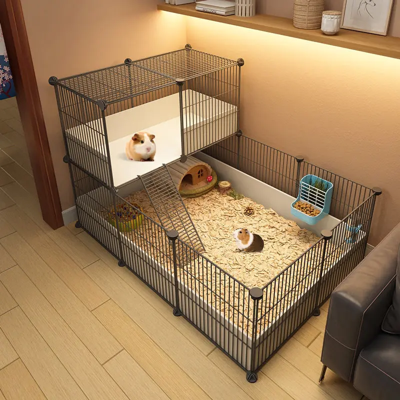 

Забор для домашних животных, домашний пейзаж, принадлежности для кроликов, клетки, большие и маленькие вилки, гнезда для морских свинок