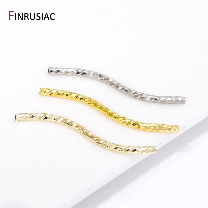 14/18K Gold Plated Brass 20/30mm Long Curved S Shape Tube Beads Accessories For DIY Jewelry Making Findings Components