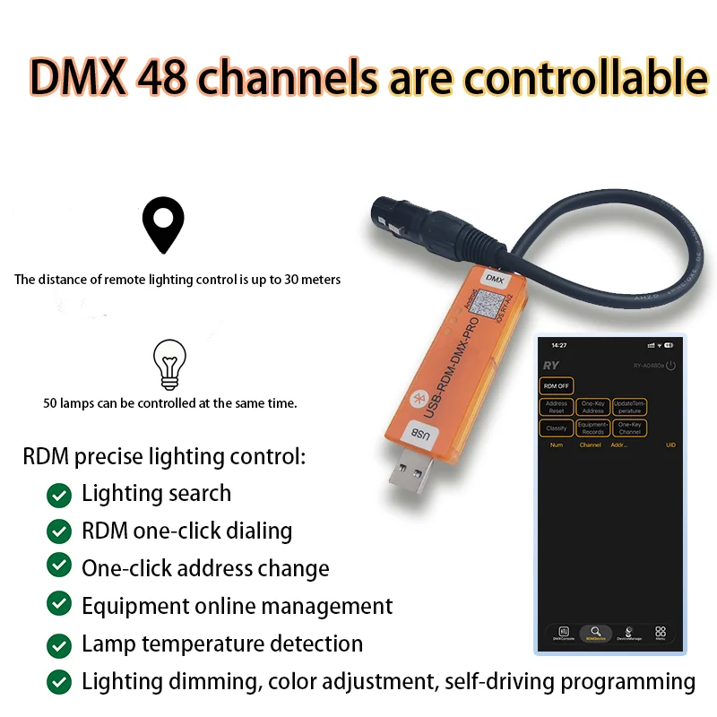 Mobile APP - DMX-RDM Controller 480CH Phone DMX Dialer Stage Console Android iOS Offline Save DJ Disco Stage Lighting Controller