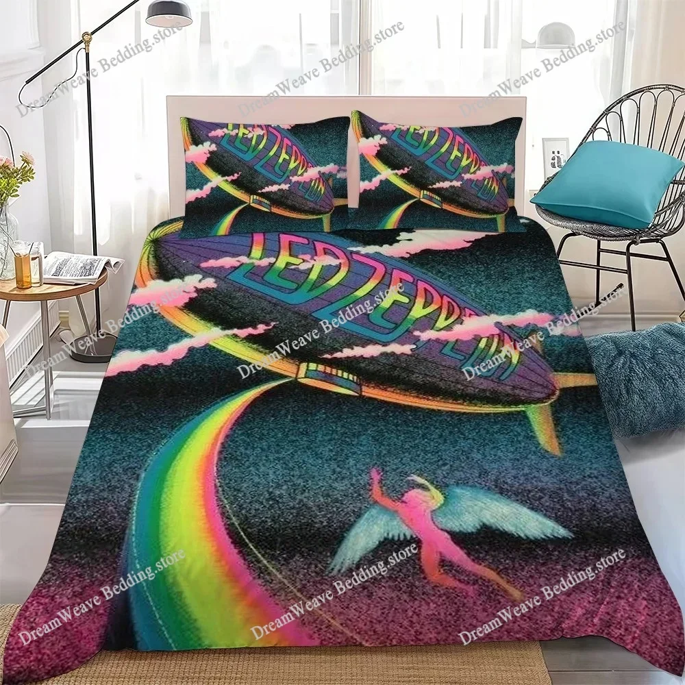 Led Z-Zeppelins Band Duvet Cover Set Home Style Bedding Soft Laundry Cotton Bed Student Dormitory Gift