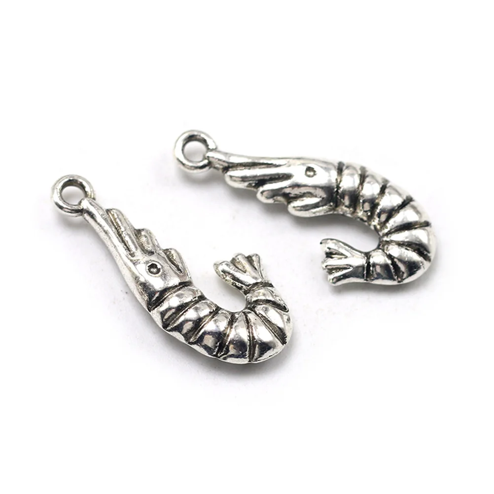 

20 Pcs Necklace Pendant Accessories Jewelry Making Pendants Charm DIY Charms Shrimp Silver