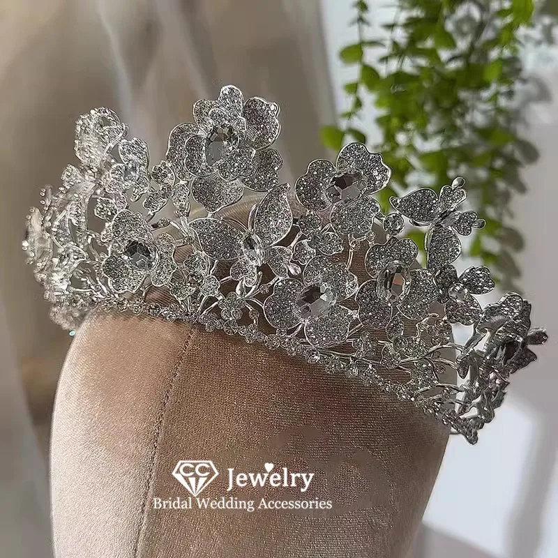 CC Tiaras and Crowns Wedding Hair Accessories Women Headpiece Bridal Dress Engagement Jewelry Shining Flower Shape Diadems AN493