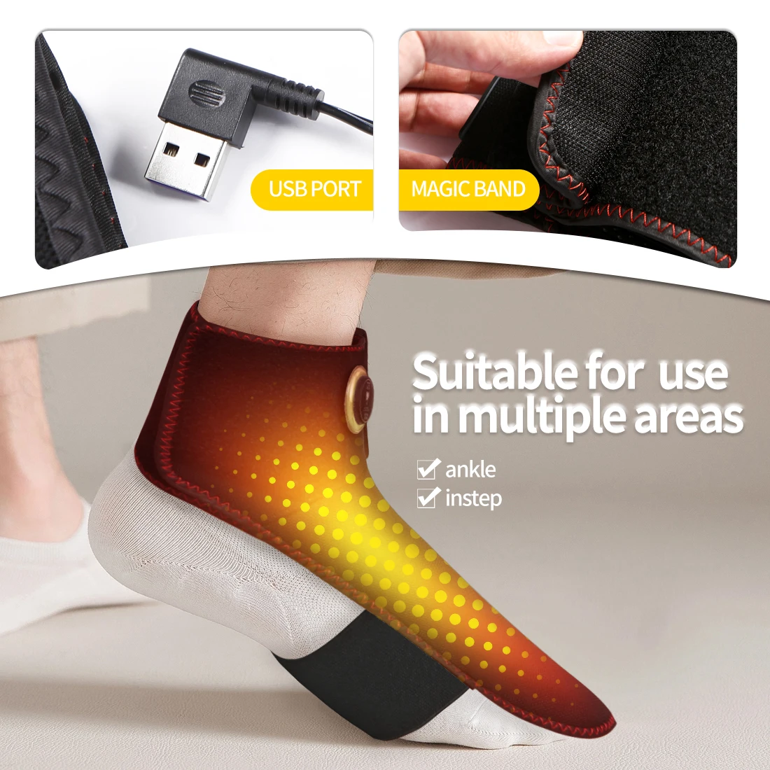 Wireless Ankle Heating Pad Electric Vibration Massage Heated Foot Hand Wrap for Wrist Ankle Rechargeable Heating Wristband Brace