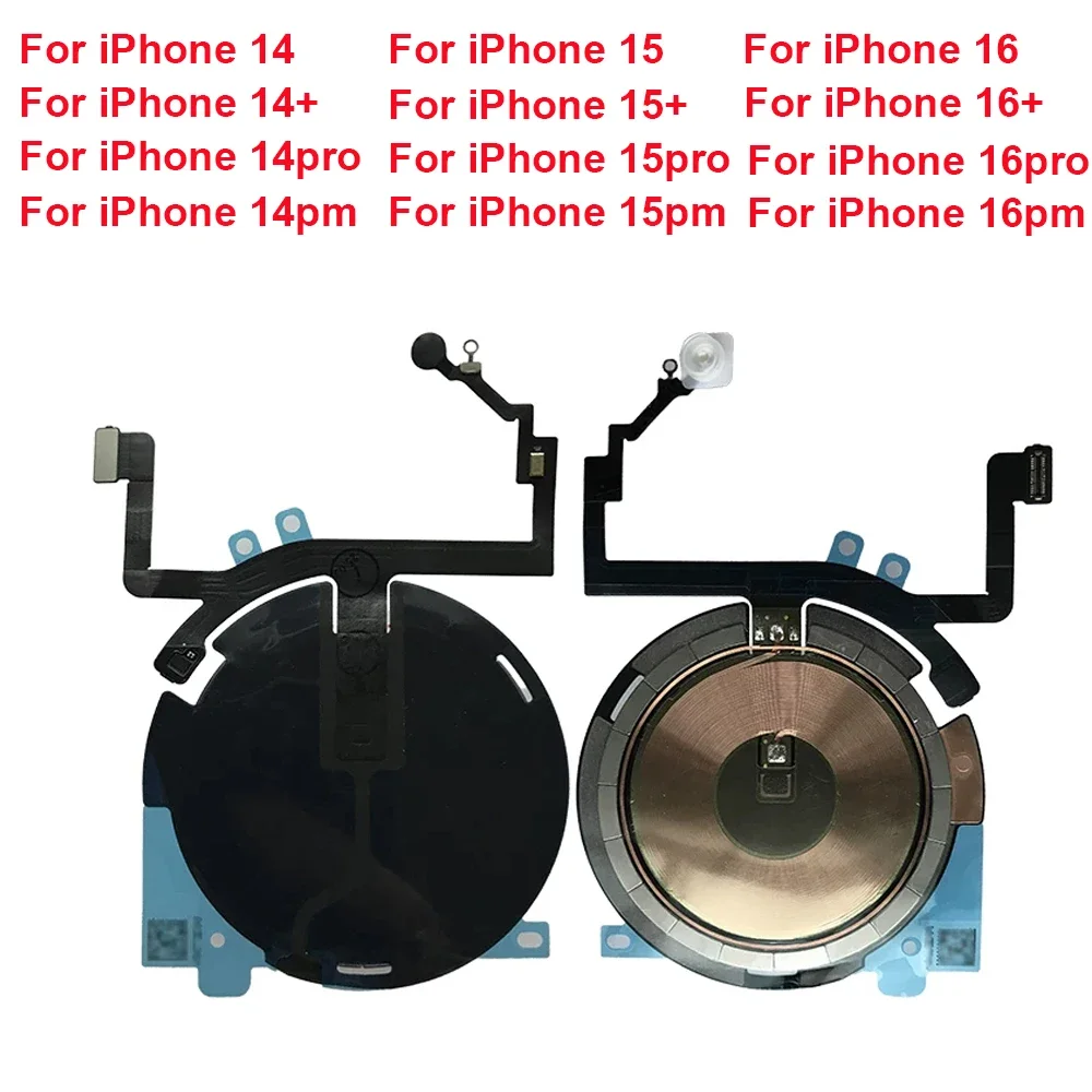 Zamiennik bezprzewodowej cewki ładowania OEM, anteny NFC z kablem flex z diodą LED i lampką błyskową do iPhone 14 15 16 Plus Pro 17 Pro Max - części — zdjęcie produktu 7