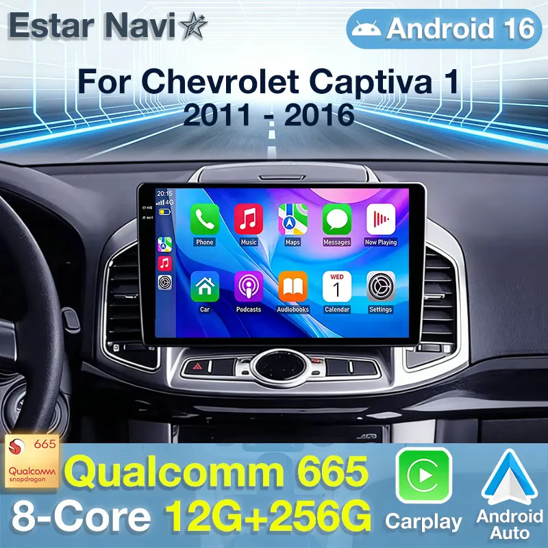 Android 16 para Chevrolet Captiva 1 2011-2016, Carplay Auto 4G+WIFI, Radio GPS para Auto, Navegación, Reproductor Multimedia de Video, Estéreo, BT