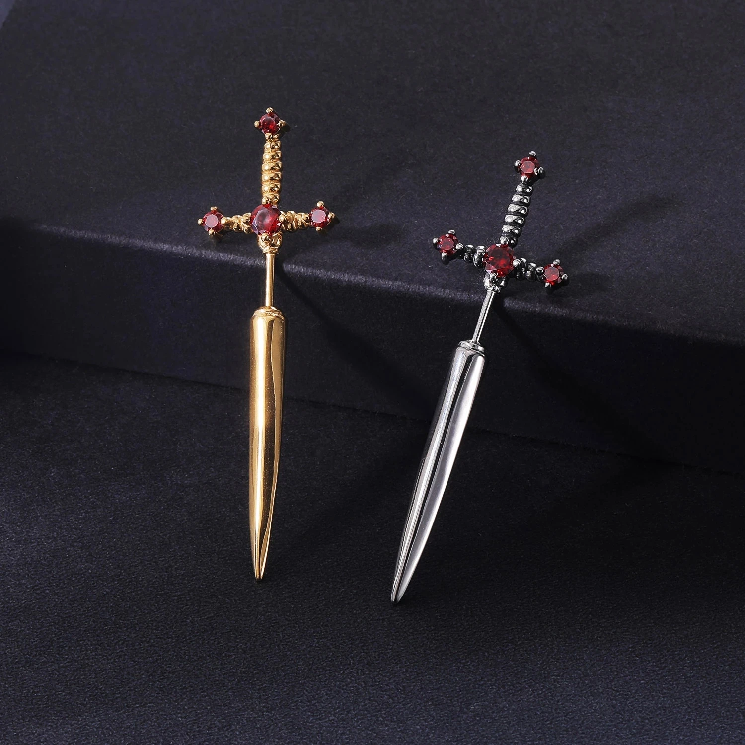 AOEDEJ 18G Sword Studs Earring for Men Punk Ear Stud Stainless Steel Gothic Sword Earrings Jewelry Gift Vintage Dagger Earrings