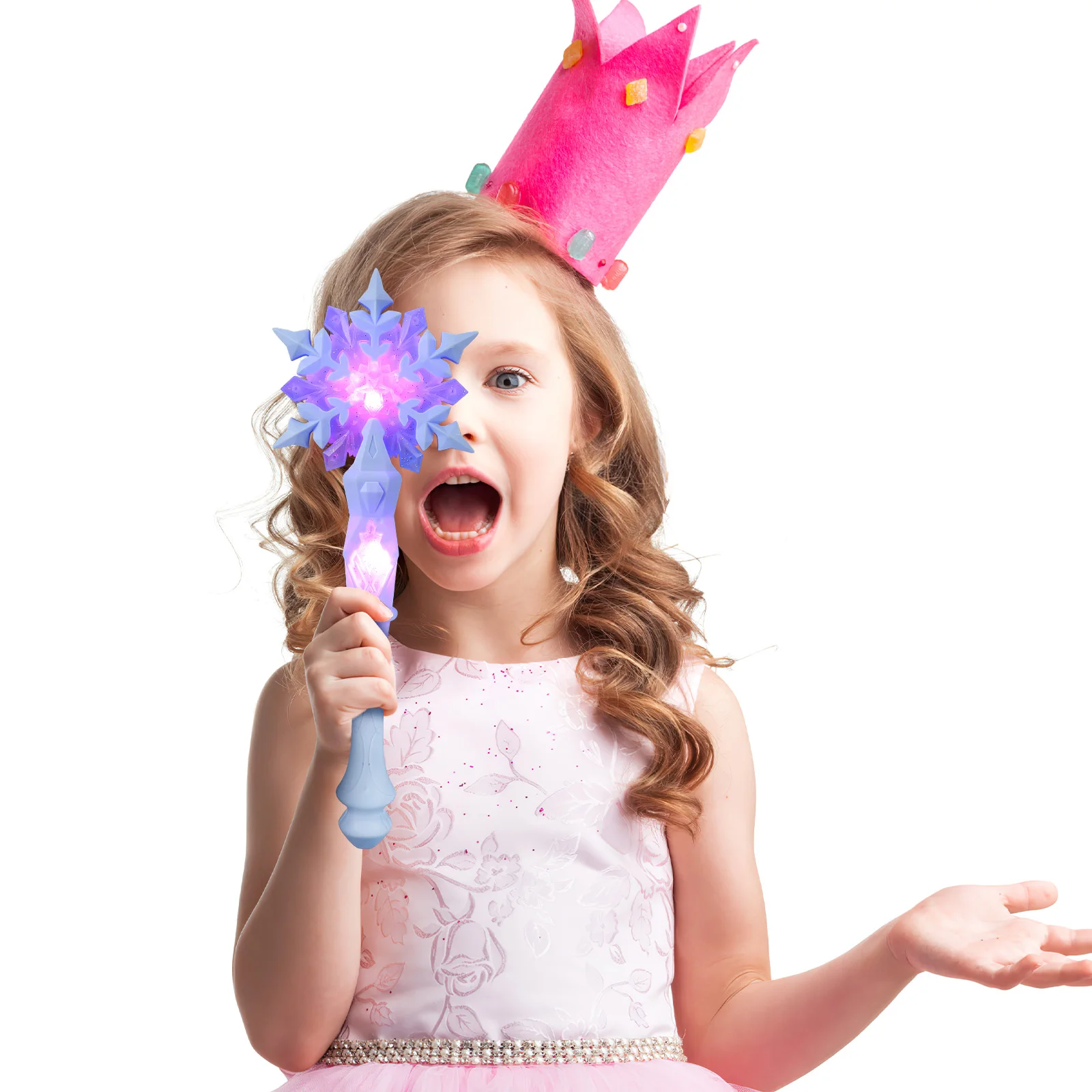 Light Up Princess Wand Toy Snowflake Light Sound Sticks Kid Cosplay Girls Glowing Wands Christmas Children Toys Glowing Wand