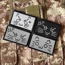 Reflective Cat Tactical Equipment Backpack Patch Cartoon Stickers for Clothes Hook and Loop Patches Badges Applique for Clothing
