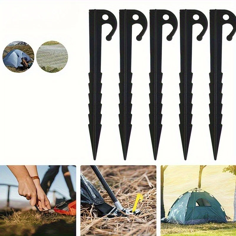 10 piquets de tente robustes avec crochets pointus - Piquets de tente en spirale en polymère à indice de réfraction élevé pour un camping et une installation de bâche sécurisés