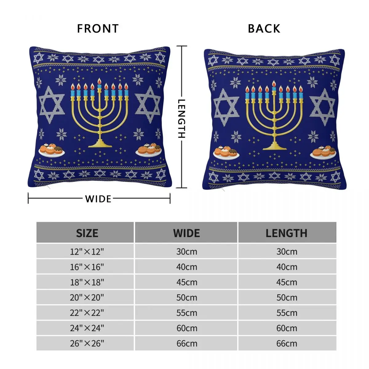Jewish Hanukkah Menorah Candle Stand Holder Square Pillowcase Polyester Linen Velvet Pattern Zip Decor Sofa Seater Cushion Cover