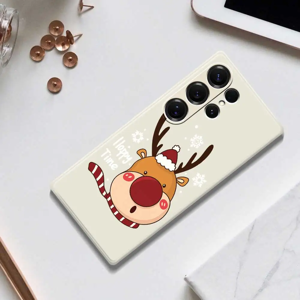 คริสต์มาสReindeerสําหรับSamsung Galaxy S25 S24 S23 S22 S21 S20 Ultra Plus S10 Plus S24FE S23FE S22FE S21 S20 FEฝาครอบ