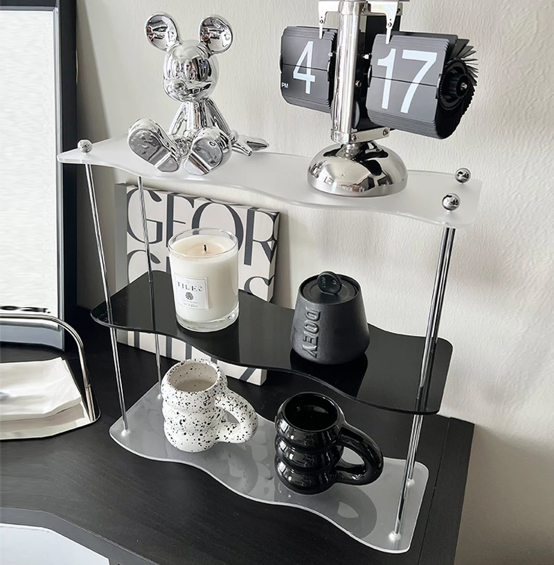 

Легкая роскошная простая акриловая настольная полка, подставка для стакана с водой, прозрачная многослойная парфюмерная комната, украшение