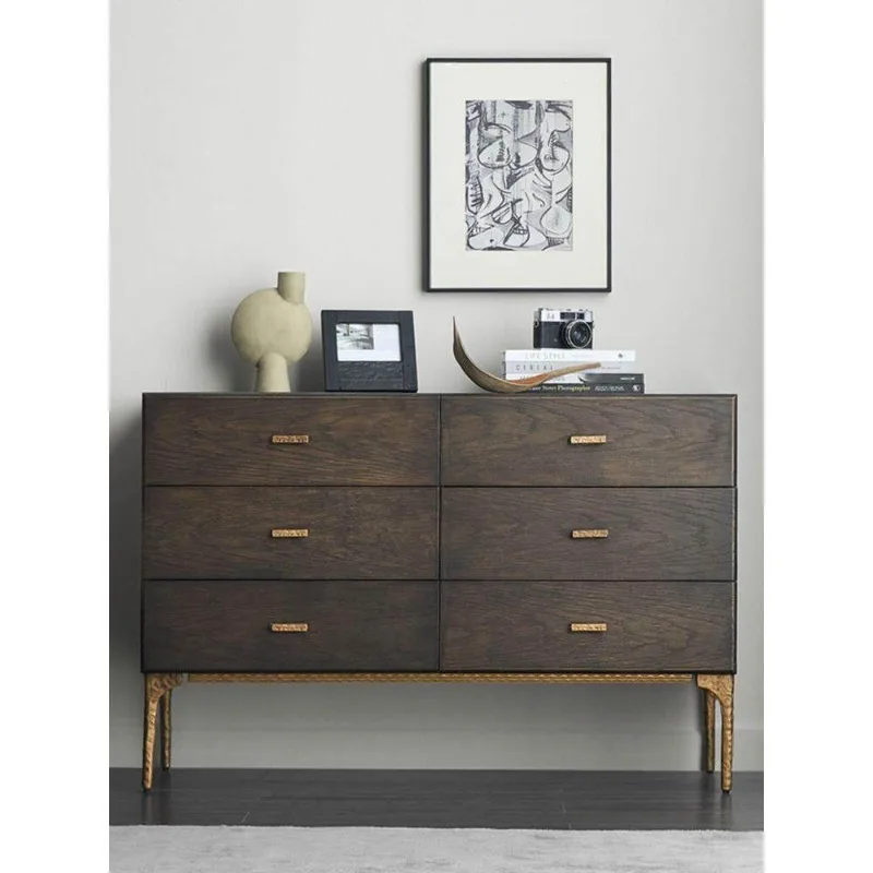 

Nordic light luxury retro style solid wood six-bucket cabinet modern simple living room six-bucket kitchen bedroom storage side