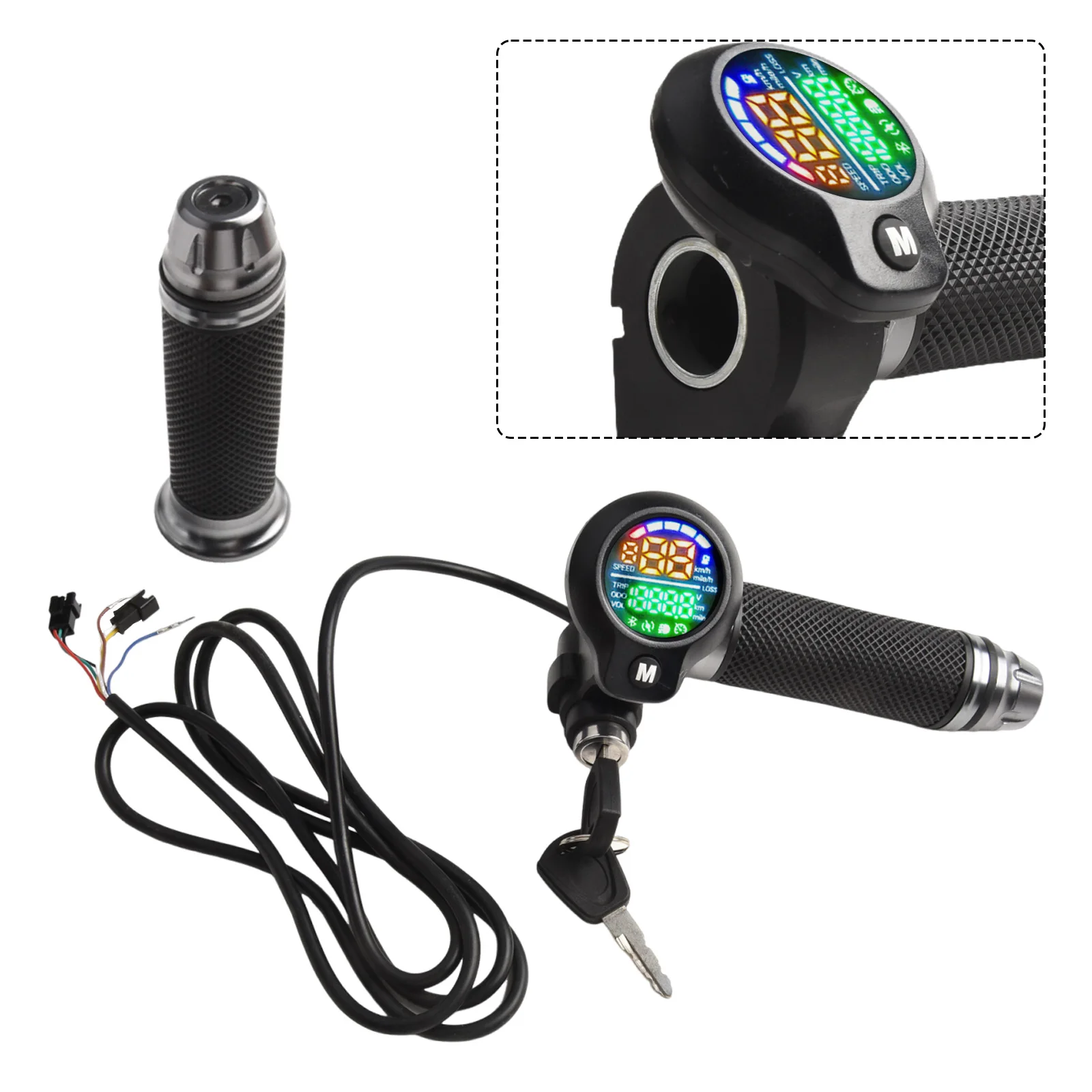 E-Bike TwistThrottle 24-72V Electric Scooter Bicycle Grip Handlebar LED Display Easy To Install And Remove  E-Bike