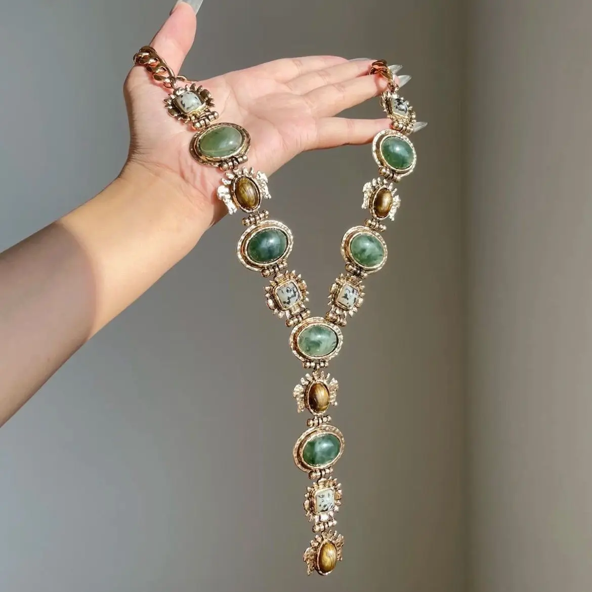 

Medieval double pearl vintage necklace court collarbone fashion