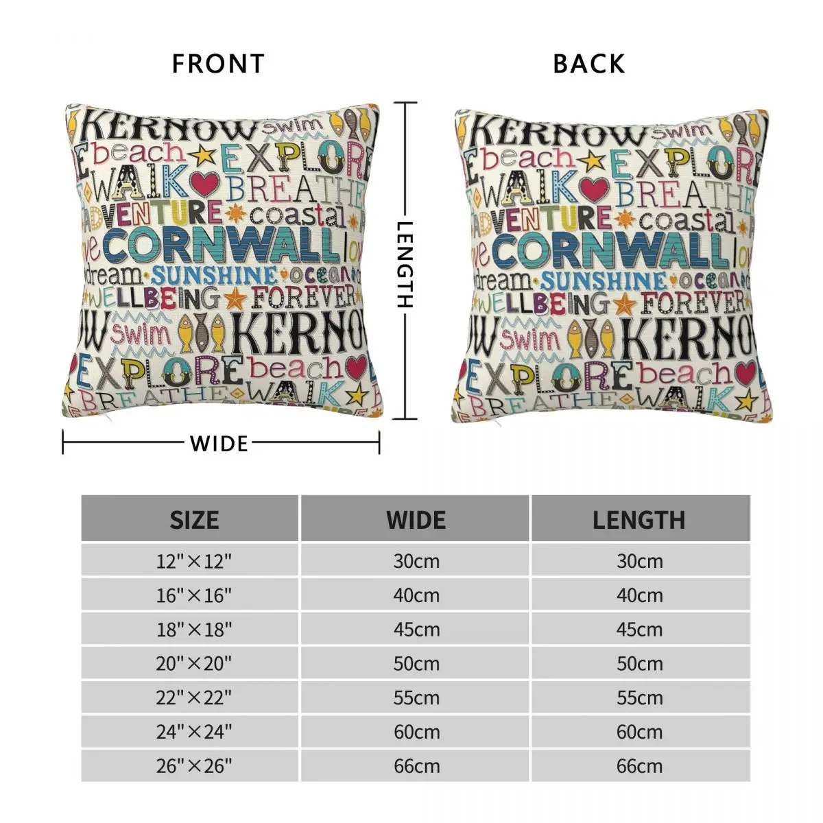 Cornwall Typography Pillowcase Polyester Linen Velvet Creative Zip Decorative Pillow Case Bed Cushion Cover 45x45