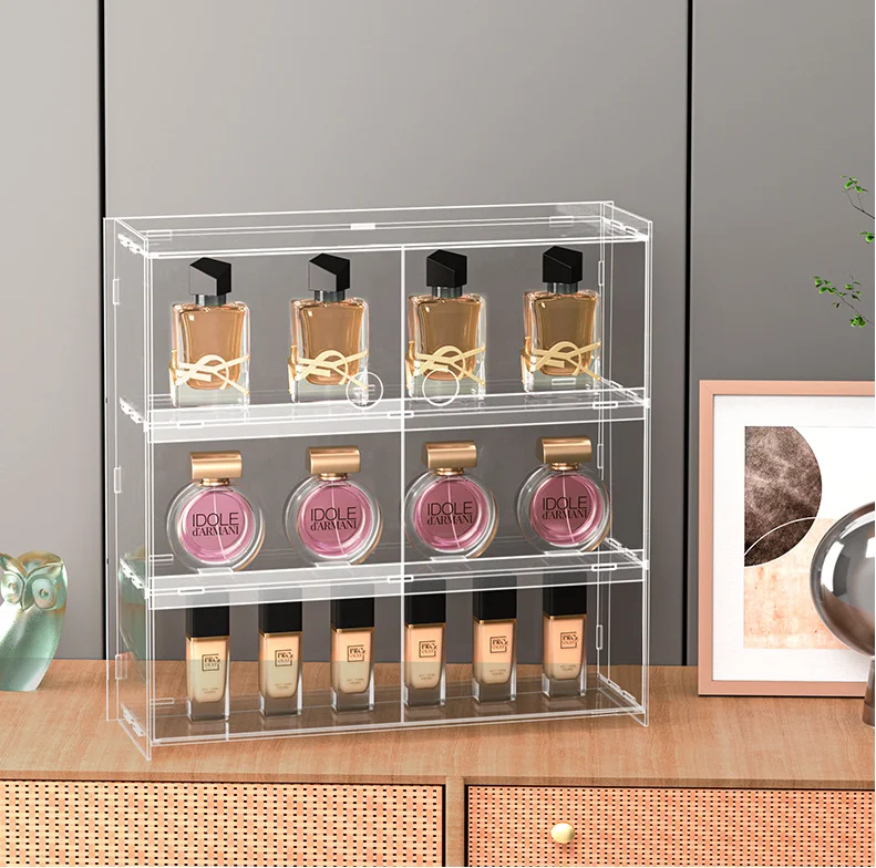 Transparent Acrylic Cosmetic Perfume Storage Box Advanced Desktop Dust-proof Lipstick Rack Hand-made Doll Display Box