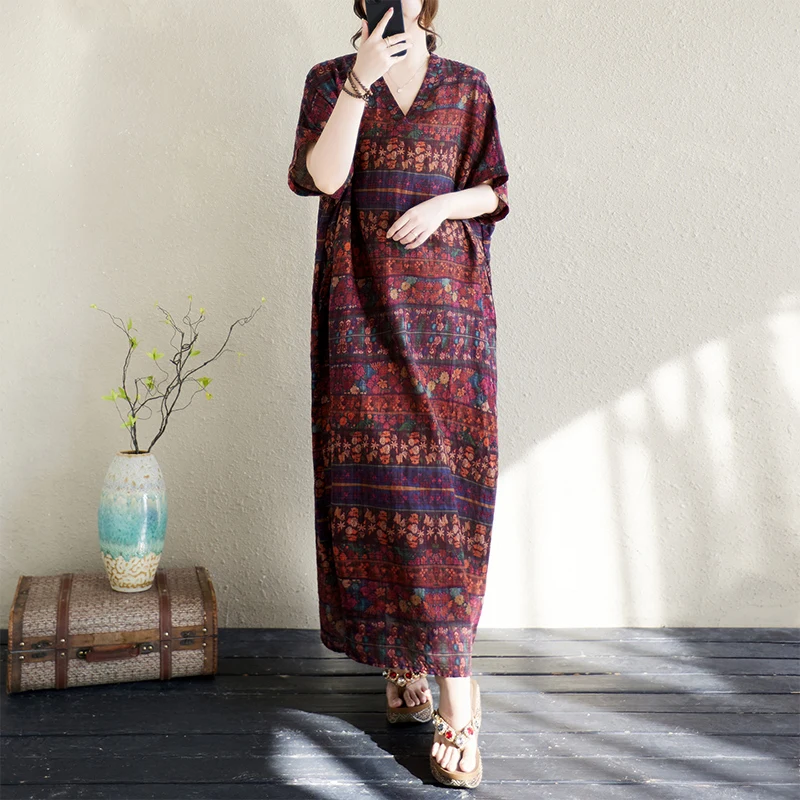 

Новая летняя свободная женская пляжная юбка большого размера с v-образным вырезом, простая праздничная длинная женская пляжная юбка из хлопка и льна с принтом, тонкая повседневная одежда...