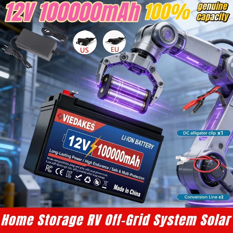 

12V LiFePO4 Battery 100Ah Rechargeable lithium ion, A+ Cells for RV, Camping, Solar, Boat, sprayers, Portable Power.