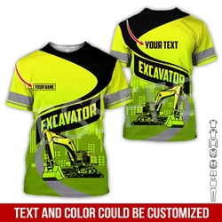 Custom Name Cosplay Crane Heavy Equipment Operator Worker Excavator Retro Harajuku 3DPrint Streetwear T-Shirts Short Sleeves X5