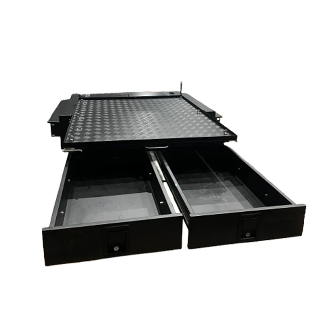 Universal Aluminum Pickup Truck Bed Storage System Double Drawers Sliding Cargo Tray Metal Customized Factory Installation Requi