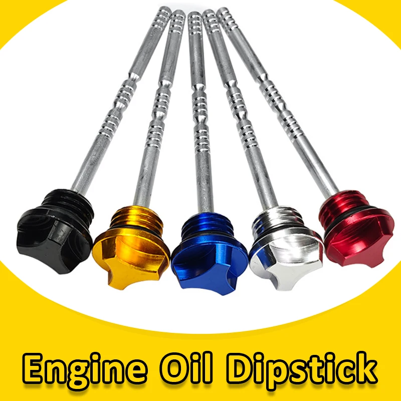 Universal Motorcycle Engine Oil Dipstick Filler Cap Plug Engine Crankcase Oil Level Gauge CNC Aluminum Dip Stick