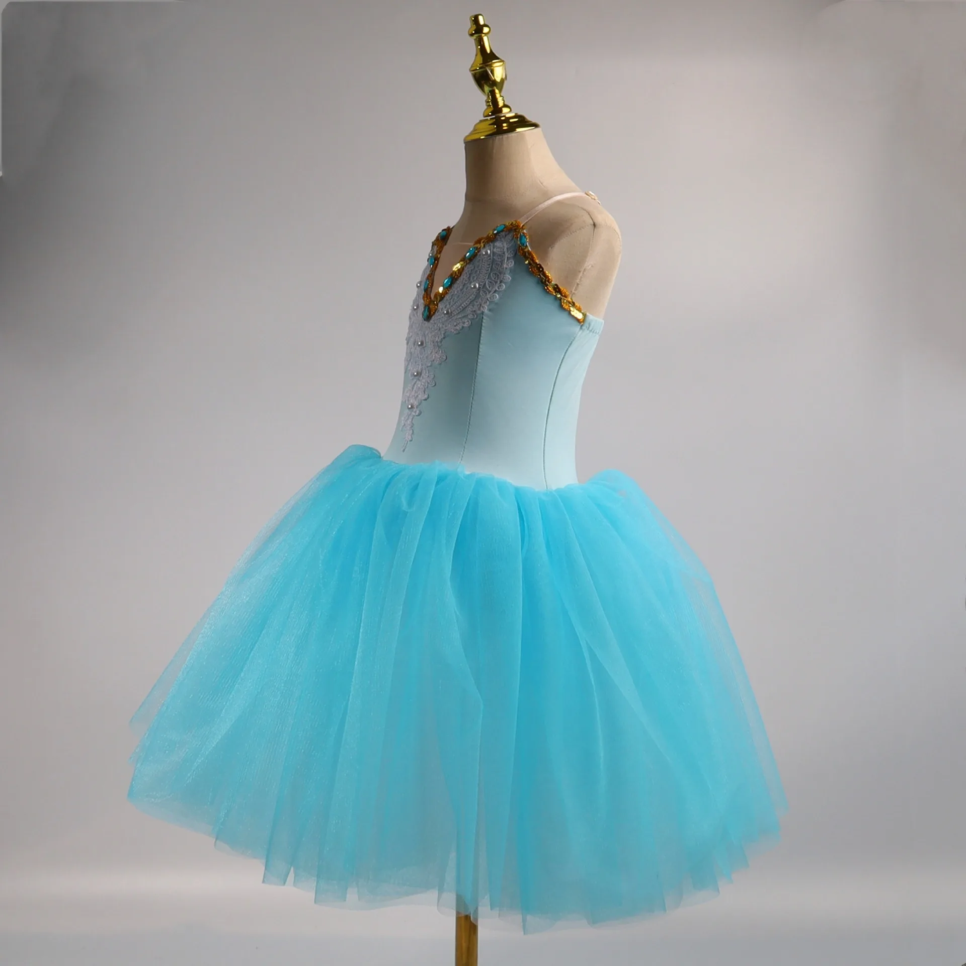 Mint green tutu girls tutu suspender gauze skirt children's cygnet dance performance suit smart dance