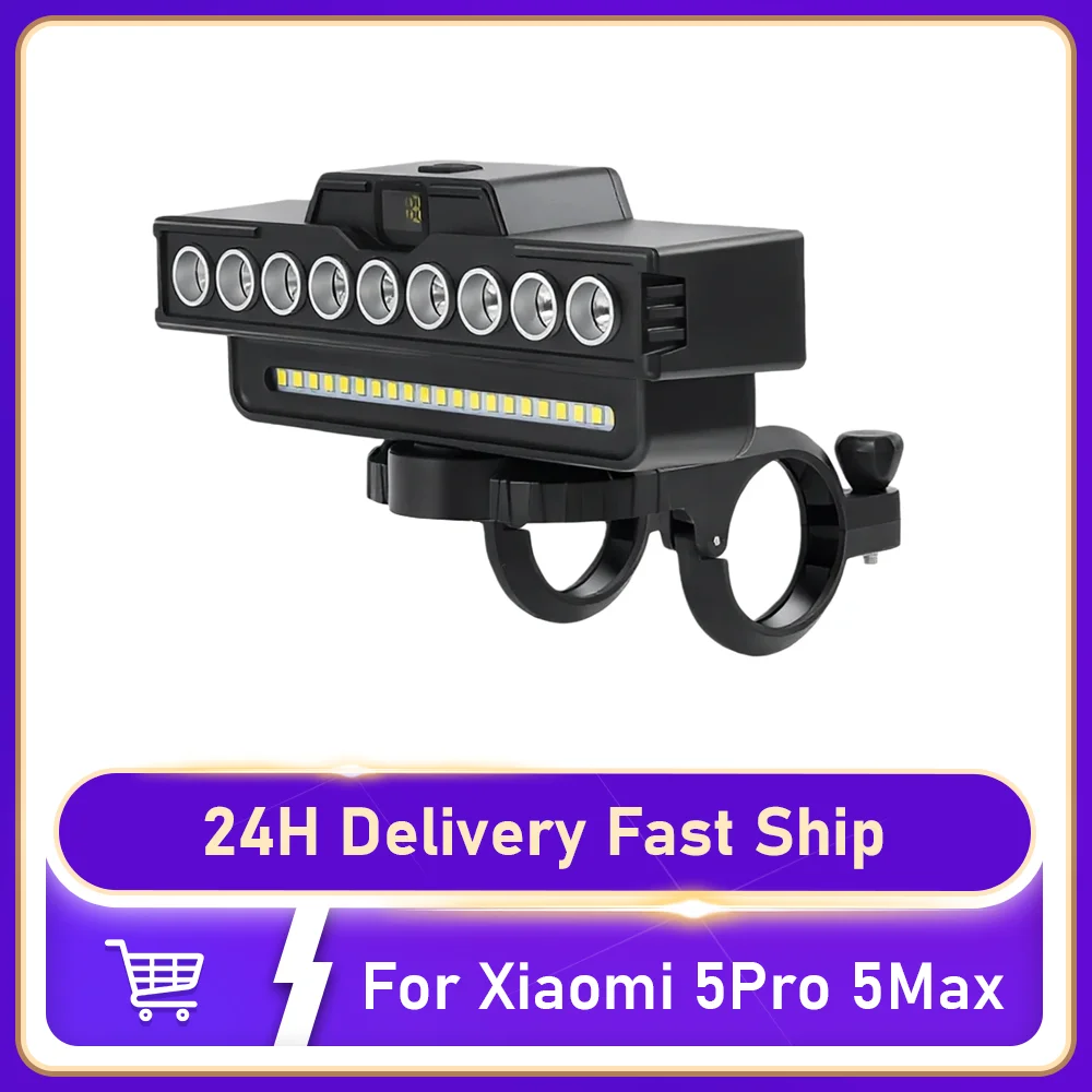 

USB Rechargeable Headlight 9 LED Scooter Front Light for Xiaomi Mi3 Mi4 Mi5 5Pro 5Max For Elite E-Scooter With Horn Strong Light